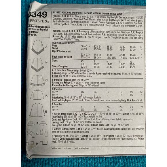 Simplicity Sewing pattern 5349 poncho cape - Picture 4 of 5